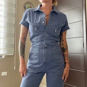 Zara Cargo Utility Jumpsuit Blue XS